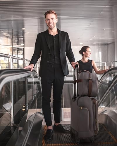 BAGSMART Carry-On Luggage Airline Approved, 20 inch Expandable Suitcase with Duffel bag, Softside Lightweight Suitcases with Spinner Wheels, Gray