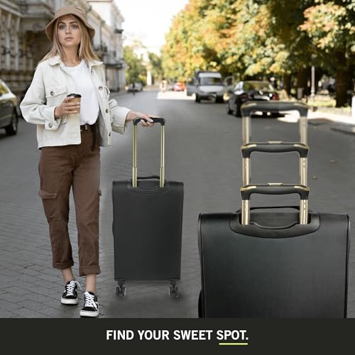 Kenneth Cole REACTION Chelsea Chevron Quilted Luggage, Black, 20-Inch Carry On