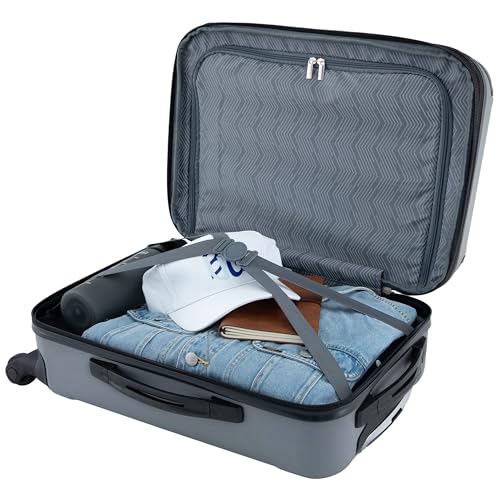 Travelers Club Chicago Hardside Expandable Spinner Luggage, Charcoal, 20"(22in with wheels) Carry-On