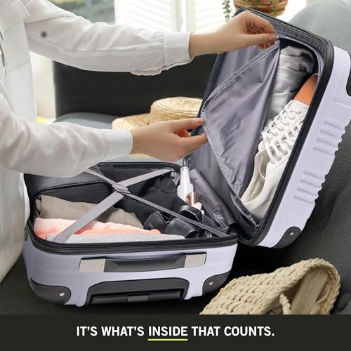 Kenneth Cole REACTION Out of Bounds Lightweight Hardshell 4-Wheel Spinner Luggage, Lavender, 20-Inch Carry On