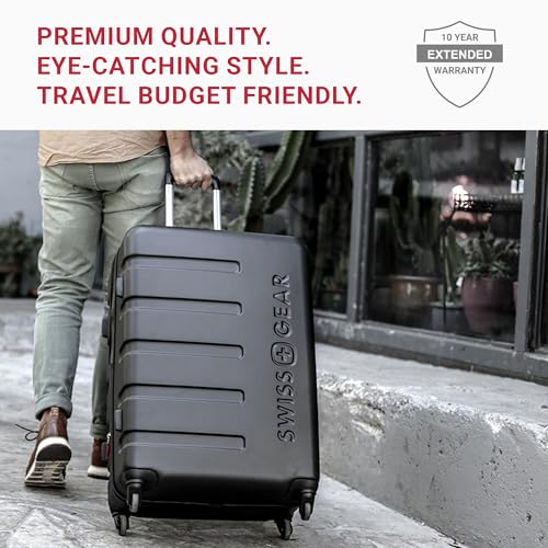 SwissGear 7366 Hardside Expandable Luggage with Spinner Wheels, Black, Carry-On 19-Inch