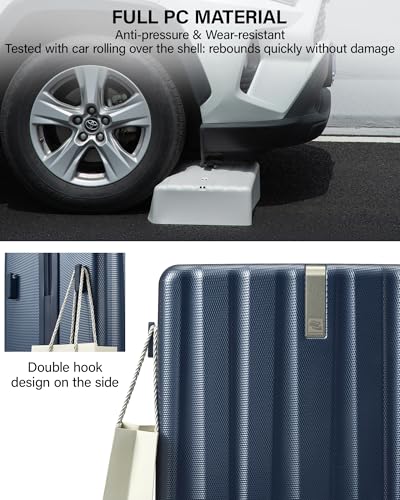 Hanke Upgraded Elite 20 Inch Carry On Luggage 22x14x9 Airline Approved,PC Hard Shell Suitcases with Wheels, TSA Lock, Explosion-Proof Zipper Suitcase for Business Travel Men & Women,Abyssal Blue