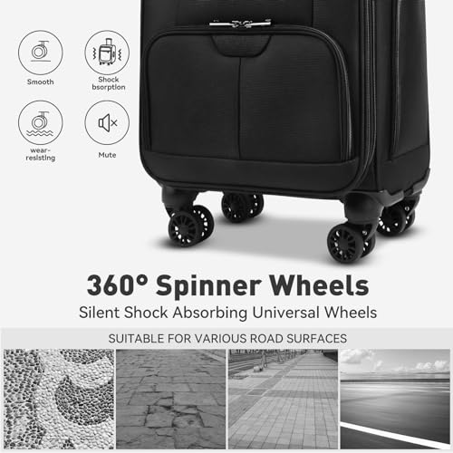TIAWOLT 16 Inch Underseat Carry on Luggage With Wheels Soft side Lightweight Business Travel Small Suitcases Bag with TSA lock for Airlines,Men Women, Pilots Crew,Black