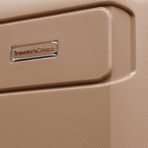 Traveler's Choice Pagosa Hardshell Expandable Luggage with Spinner Wheels, Latte Beige, 22-Inch Carry-on