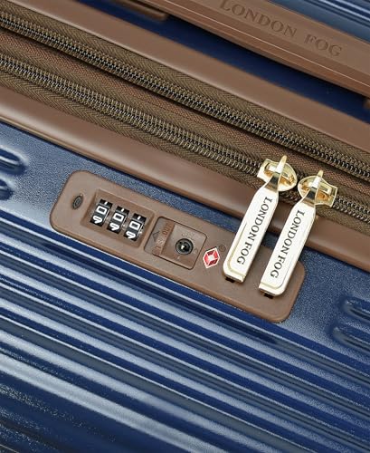 London Fog Brentwood IV 20" Expandable Spinner Carry-on Hardside, Midnight Blue