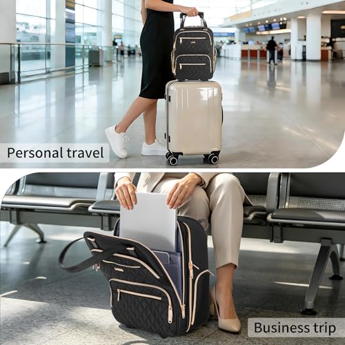 LASUK Underseat Carry On Luggage with Wheels, 17inch Lightweight Overnight Soft Sided Personal Luggage Bag Carry-On Suitcase for Short Trip Travel Business, Black