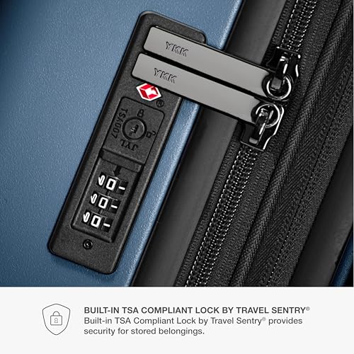 Traveler's Choice Markham Hardside Expandable Luggage with Double Spinner Wheels, Carry-On 21-Inch Suitcase, TSA Lock, 21-Inch, Navy