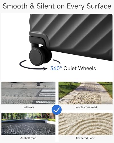LUGGEX Carry On Luggage 22x14x9 Airline Approved, KVC Expandable Polycarbonate Hard Shell Suitcase for Travelling (EX-Core, Navy, 20 Inch, 40L-44L)
