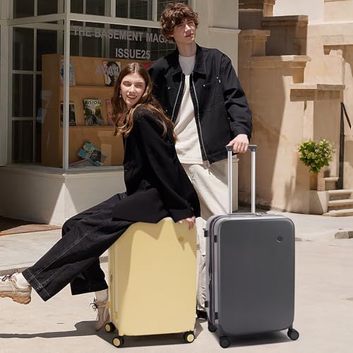 mixi 20 Inch Expandable Carry on Luggage 22x14x9 Airline Approved Suitcases with Spinner Wheels, Hardside Rolling Travel Suitcase PC with TSA Lock, Rock Gray
