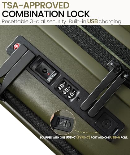 LOVEVOOK Carry On Luggage 22x14x9 Airline Approved, Expandable Hard Shell Suitcase with Spinner Wheels, USB Charging Port & Front Pocket, PC Hardside Rolling Luggage with TSA Lock for Travel