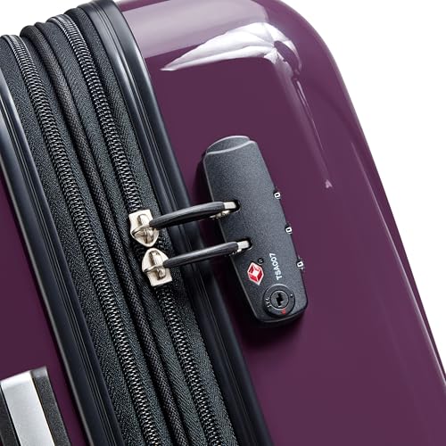 DELSEY PARIS Helium Aero Hardside Expandable Luggage with Spinner Wheels, Plum, Carry-On Plus 21 Inch