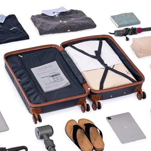 Cobens Carry on Luggage 22x14x9 Airline Approved, Suitcases with Wheels Hardshell, Lightweight Hardside Luggage Set with TSA Lock, 20Inch Blue Carry on Suitcase