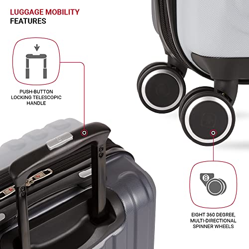 SwissGear Duet Expandable Luggage, Hard Shell Carry-On Luggage with Spinner Wheels