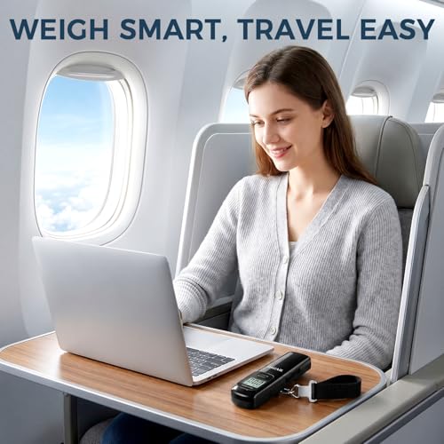 BAGAIL Digital Luggage Scale, 110lbs Hanging Baggage Scale with Large LCD Display,Portable Suitcase Weighing Scale,Travel Luggage Weight Scale with Hook,Strong Straps for Travelers(Pure Black)