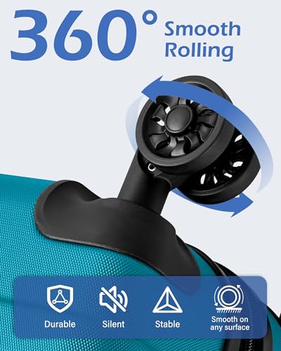 Coolife Hardside Carry-On Luggage with TSA Lock, Spinner Wheels, Telescopic Handle, Lightweight Suitcase (Lake Blue, S(20in_carry on))