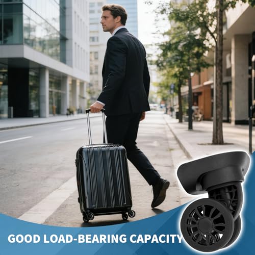 2Pcs Luggage Suitcase Wheels,Only Compatible with DELSEY Carry-On Plus 21 Inch,luggage wheels replacement with Screws/screwdriver,360° Rotation Spinner Wheel,Mute Double Row Swivel Wheel(Black)