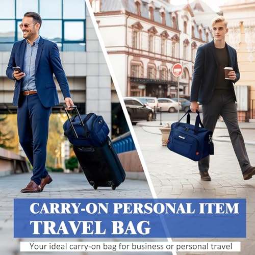 Underseat Carry On luggage Bag Airplanes Personal Item Bags Weekender Overnight Travel Tote Bag Shoulder Small Softside Carry on Luggage Travel Duffel Bags For Men Women -16 IN Navy Blue