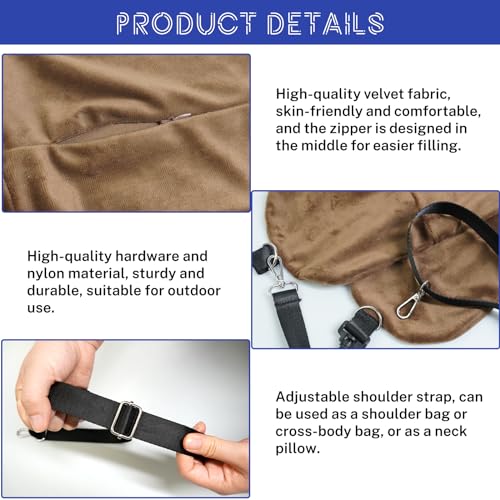 S-SNAIL-OO 1/2PCS Travel Pillow Stuffable with Clothes As Carry-On Luggage Fits Up to 3 Days of Travel Essentials, Multifunctional U-Shaped Pillowcase for Business, Trip, Outdoor (1PCS-Brown)
