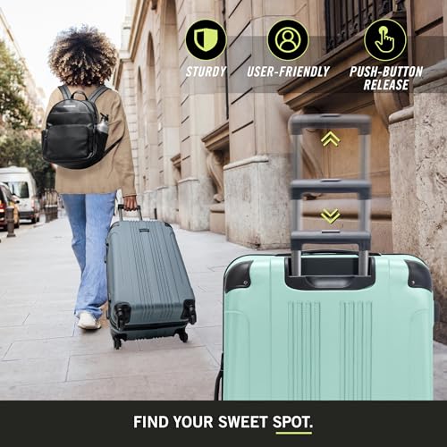 Kenneth Cole REACTION Out of Bounds Lightweight Hardshell 4-Wheel Spinner Luggage, Mint Blue, 20-Inch Carry On