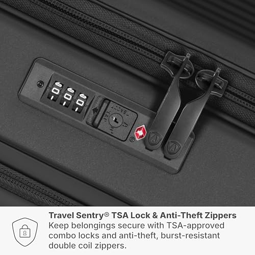 Traveler's Choice Novia Top Opening Expandable Polycarbonate Luggage with Spinner Wheels, Black, 21-Inch Carry-on