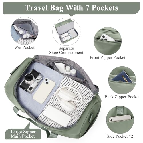 Extra Large Travel Duffle Bag,Carry on Overnight Weekend with with Shoes Compartment & Toiletry Bag,Weekender Bags for Women for Travel Business Trips Sport Hospital