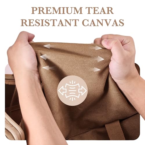 SHOWKOO Duffle Bag for Travel 60L Expandable Canvas Travel Bag Durable Vintage Weekender Overnight Carry On Bag for Men(Khaki)