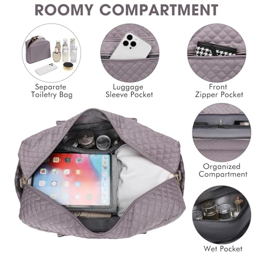 Travel Duffle Bag Weekender for Women - Carry-On Overnight Bag Personal Item Bag with Shoe Compartment & Wet Pocket Large Weekend Tote Bags with Toiletry Bag Hospital Bags for Labor and Delivery