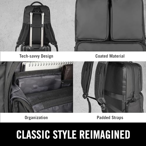 The Kenneth Cole REACTION Ryder 17-Inch Coated Polyester Travel Laptop Backpack Bag, Black