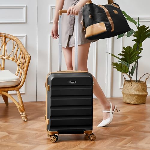 Eeeza Luggage Sets 3 Piece,Suitcases with Wheels,Carry On Luggage Set,ABS Hard Case Luggage with TSA Lock Spinner Wheels(3 Piece Sets,Black(20"/DB/TB))