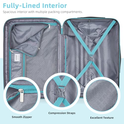 LARVENDER Carry on Luggage 22x14x9 Airline Approved Hardshell Suitcase with Wheels TSA Lock, PC+ABS Lightweight Suitcase Set for Women with Travel Backpack, Cotton Candy, 3 Piece Set