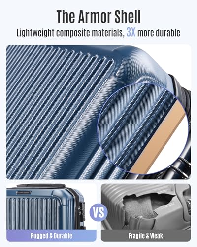 LIGHT FLIGHT Carry On Luggage 22x14x9 Airline Approved, Black and Brown