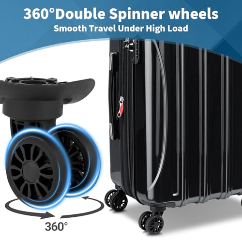 2Pcs Luggage Suitcase Wheels,Only Compatible with DELSEY Carry-On Plus 21 Inch,luggage wheels replacement with Screws/screwdriver,360° Rotation Spinner Wheel,Mute Double Row Swivel Wheel(Black)