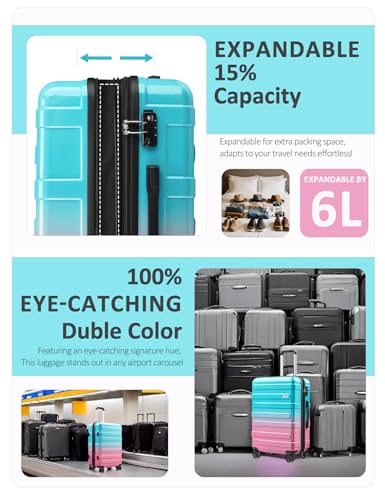 Tolino Carry on Luggage 22x14x9 Airline Approved-20 Inch Hardside Suitcase with Wheels TSA Lock, PC+ABS Lightweight Carry on Suitcases for Women and Men
