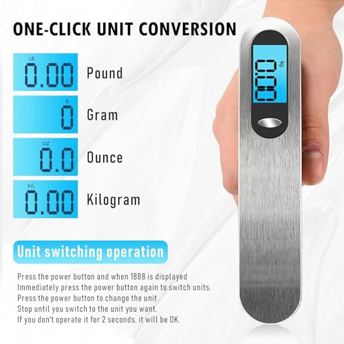 Casbomy Luggage Scale, NEW 2.0 Portable Digital Suitcase Weight Scale with USB Charging, 110 Lb/50kg Luggage Scale with Hook, Travel Scale for Travel, Household and Outdoor
