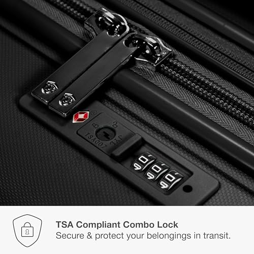 Traveler's Choice Pagosa Hardshell Expandable Luggage with Spinner Wheels, Black, 22-Inch Carry-on