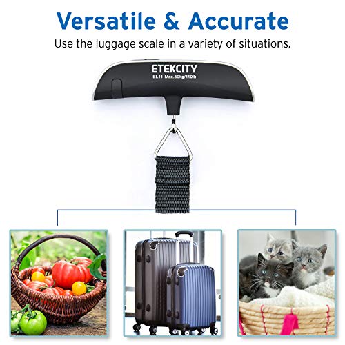 Etekcity Luggage Scale, Travel Essentials, Digital Weight Scales for Travel Accessories, Portable Handheld Scale with Temperature Sensor, Rubber Paint, 110 Pounds, Battery Included,2Pack
