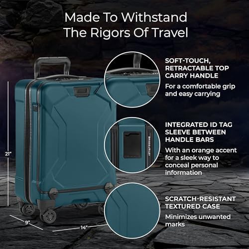 Briggs & Riley 21 Inch International Carry-On Luggage with Wheels - Small Rolling Hard Shell Heavy Duty Suitcase with Laptop Compartment - 360 Spinner Wheels - Torq Collection - Ocean