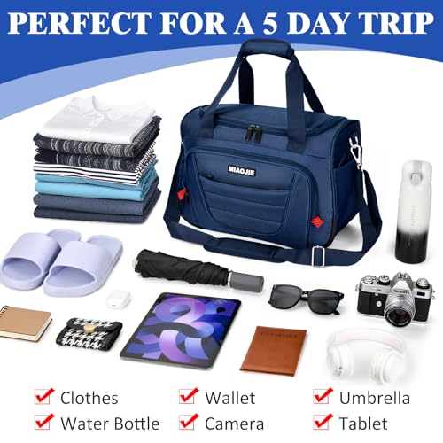 Underseat Carry On luggage Bag Airplanes Personal Item Bags Weekender Overnight Travel Tote Bag Shoulder Small Softside Carry on Luggage Travel Duffel Bags For Men Women -16 IN Navy Blue