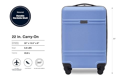 Travelers Club Skyline 22" Carry-On Spinner Luggage, Skyline Blue