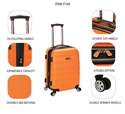 Rockland Melbourne Hardside Expandable Spinner Wheel Luggage, Carry-On 20", Orange