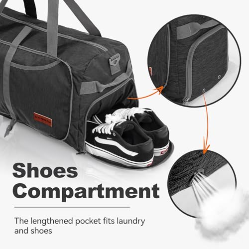 Canway 40L Foldable Duffle Bag for Travel Men & Women Carry On 22"x14"x9" Airline Approved, Small Luggage Overnight Bag with Shoe Compartment, Water-Resistant Gym & Sports Bag