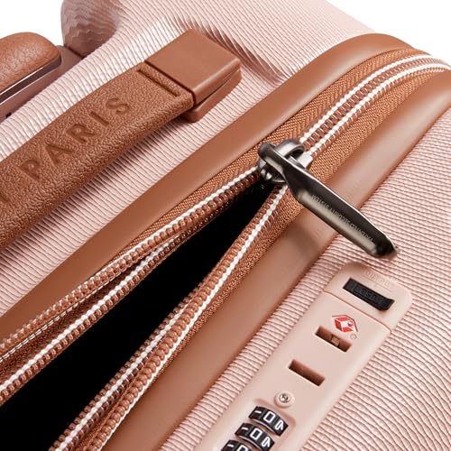 DELSEY PARIS Chatelet Air 2.0 Carry-On Plus Suitcase 20 Inch, Hardside Polycarbonate Luggage, Dual-Density Spinner Wheels, TSA Lock, USB Port, Blush Pink