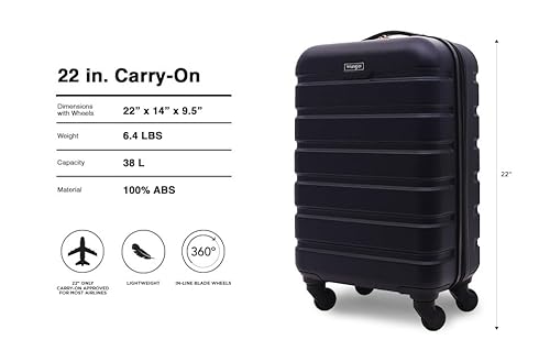 Wrangler 21.5" Spinner Carry-On Luggage, Navy Blue