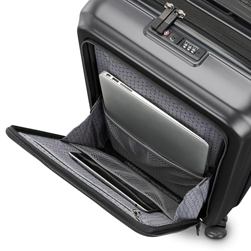 Samsonite Octiv Lightweight Hardshell 21-Inch Pro Carry-On Luggage - Durable & Impact Resistant, 360° Aero Trac Spinner Wheels, Adjustable Handle, Expandable Suitcase, TSA Approved Lock - Black