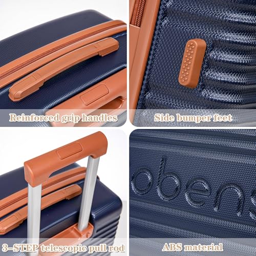 Cobens Carry on Luggage 22x14x9 Airline Approved, Suitcases with Wheels Hardshell, Lightweight Hardside Luggage Set with TSA Lock, 20Inch Blue Carry on Suitcase