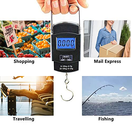 Luggage Scale with Battery Automatic Reading, Many Ways of use, Accurate Numbers, The Perfect Multifunctional Scale, a Good Helper for Your Travel and Fishing