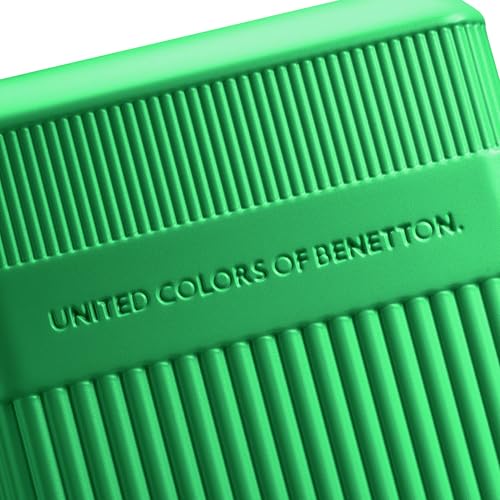 United Colors of Benetton Ribbed Hardside Expandable Luggage with Spinner Wheels, Green, Carry-On 20 Inch