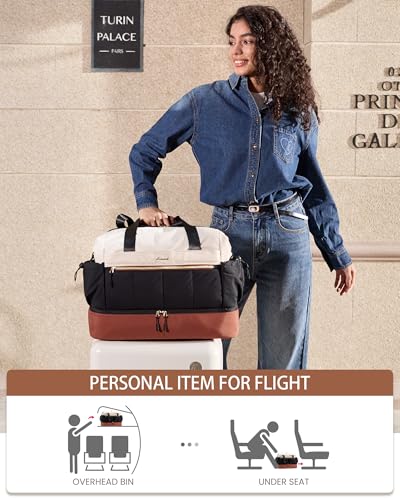 LOVEVOOK Travel Duffel Bag, Weekender Bags for Women, Large Overnight Bags with Shoe Compartment, 38L Carry on Gym Hospital Bag with Wet Pocket, 2 Pcs