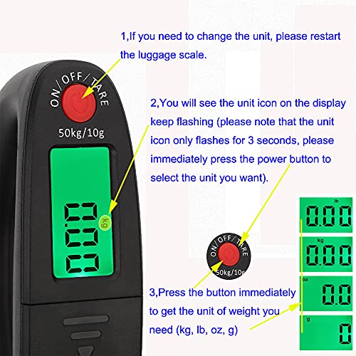 110lb 50kg Portable Digital Hanging Luggage Weight Scale Postal Scales, 2 AAA Batteries (Not Included) (Black)