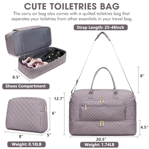 Travel Duffle Bag Weekender for Women - Carry-On Overnight Bag Personal Item Bag with Shoe Compartment & Wet Pocket Large Weekend Tote Bags with Toiletry Bag Hospital Bags for Labor and Delivery